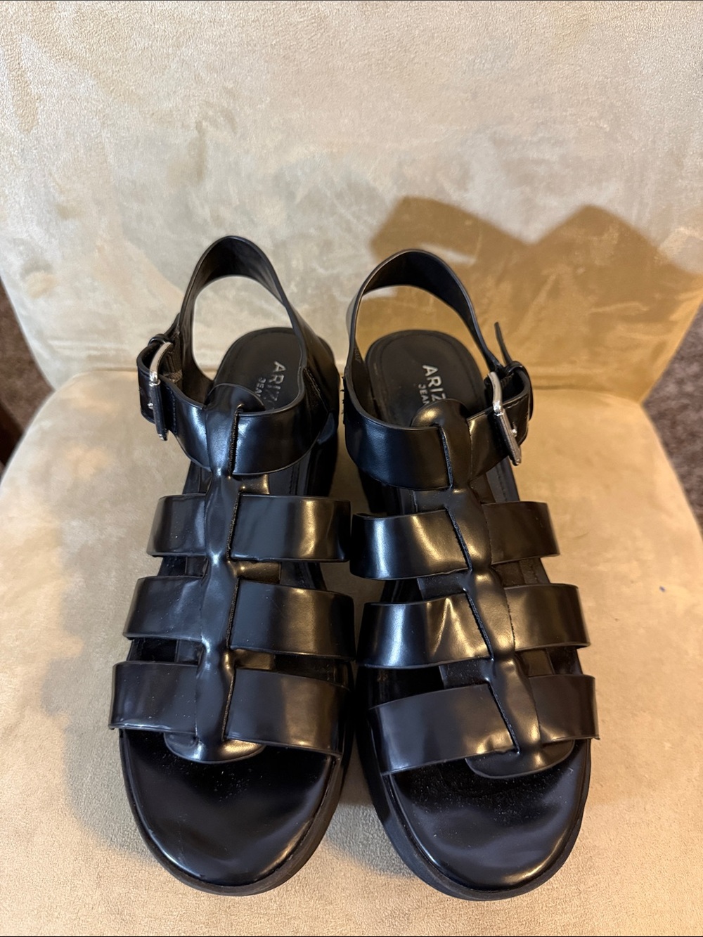 Arizona Jean Company Black Strappy Platform Sandals